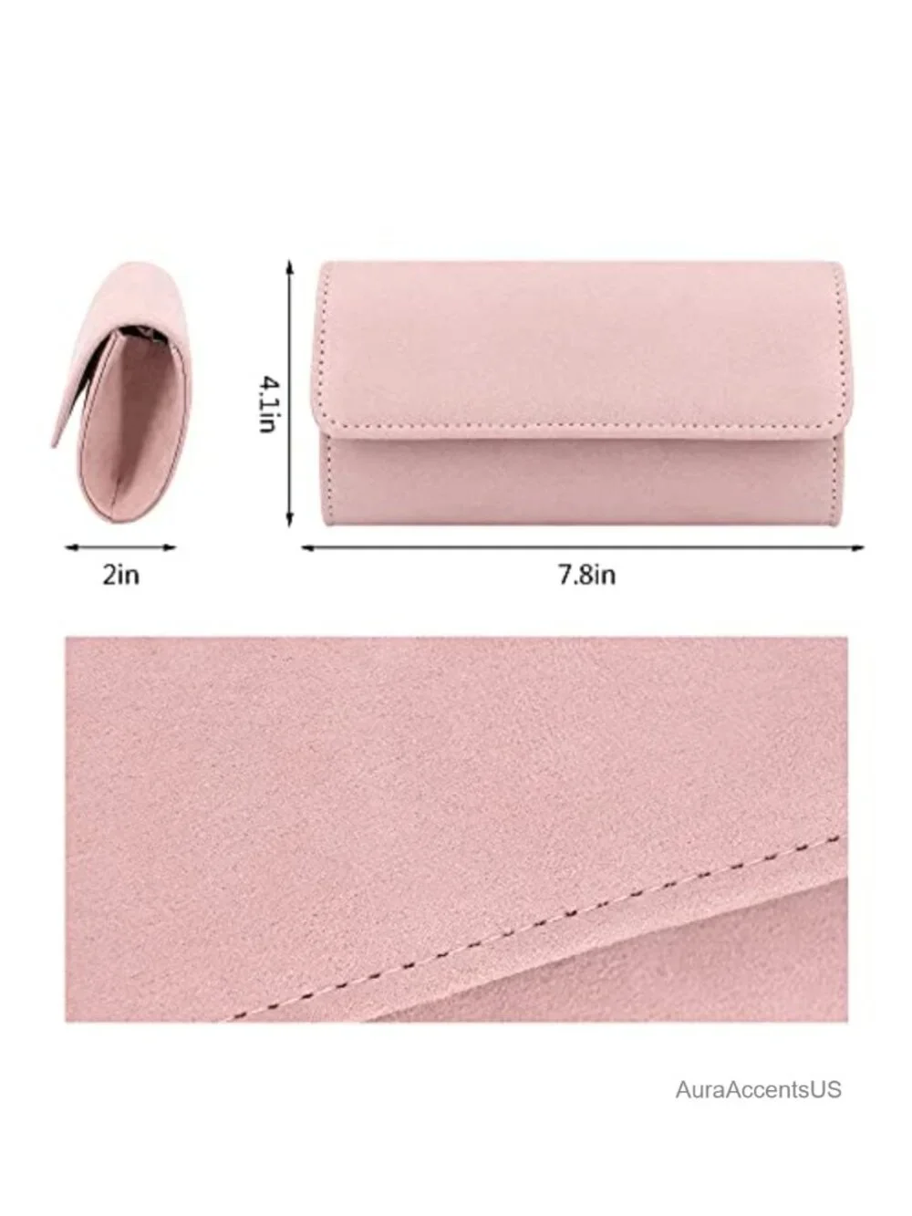 Suede Flap Clutch with Detachable Chain - Evening Bag